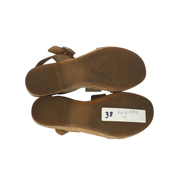 Kork-Ease Wedge Sandals Womens 7M Tan Leather With Cork Sole & Adjustable Buckle - Picture 8 of 10